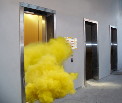 SMOKE BOMB IN AN ELEVATOR, 2010